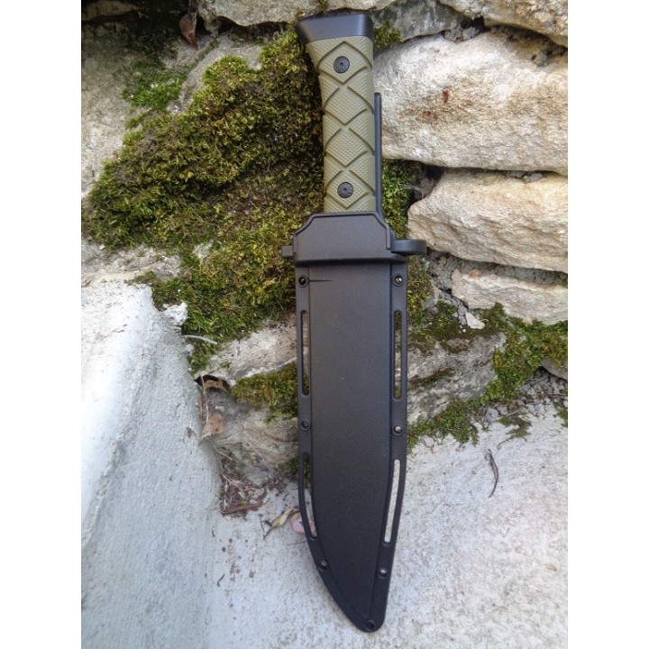 Couteau de Combat Frost Cutlery Tactical Lame Acier 3Cr13 Manche Abs Etui Plastique Rigide FTX442B - Livraison Gratuite