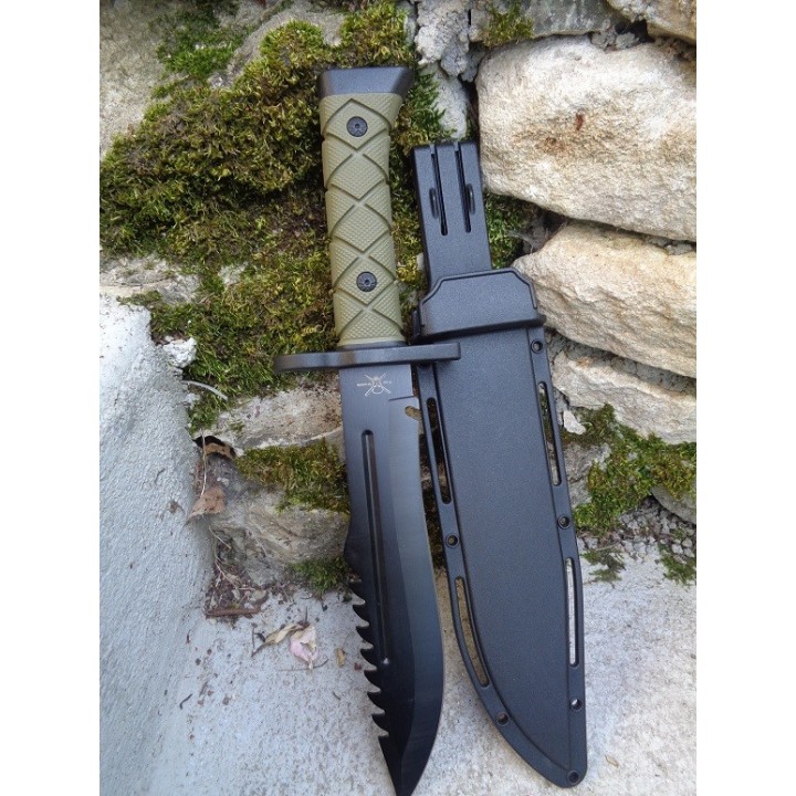 Couteau de Combat Frost Cutlery Tactical Lame Acier 3Cr13 Manche Abs Etui Plastique Rigide FTX442B - Livraison Gratuite