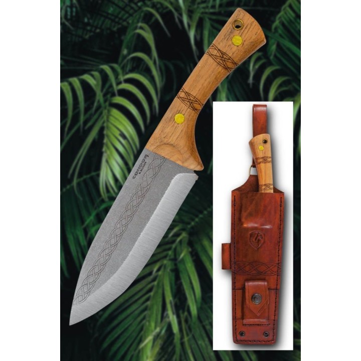 Couteau Bushcraft Condor Pictus Lame Acier Carbone 1095 Manche Bois Etui Cuir Made Salvador CTK394161HC - Livraison Gratuite