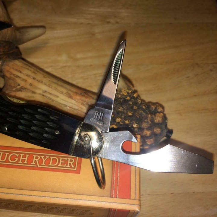 Couteau de Scout Rough Rider Kamp King Ouvres Boites, Bouteilles, Tournevis RR1987 - Livraison Gratuite