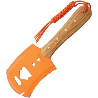 Hache Pelle Marbles Chopper Orange Lame Acier Inox Manche Bois Etui Nylon avec Pierre Affuter MR557 - Livraison Gratuite
