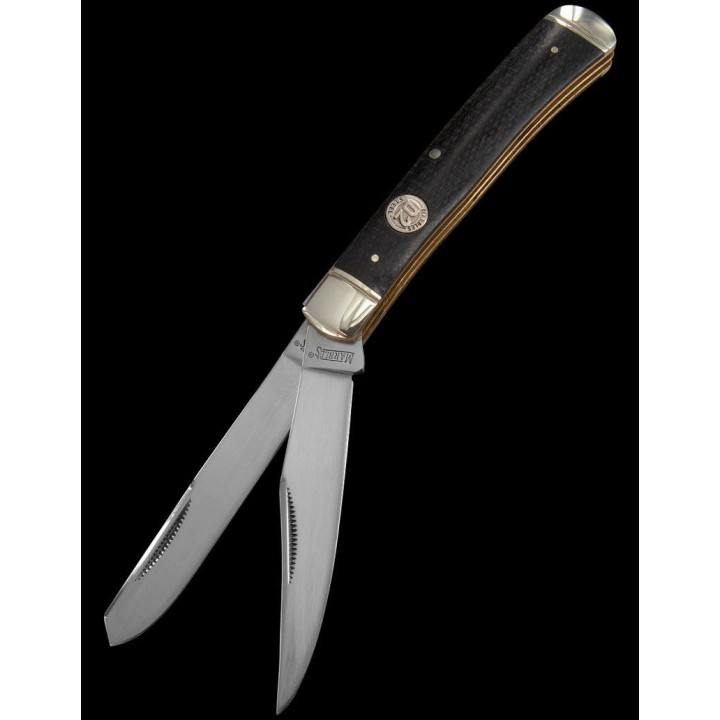 Couteau Canif Marbles Trapper 2 Lames Acier D2 Manche Micarta Black MR434 - Livraison Gratuite
