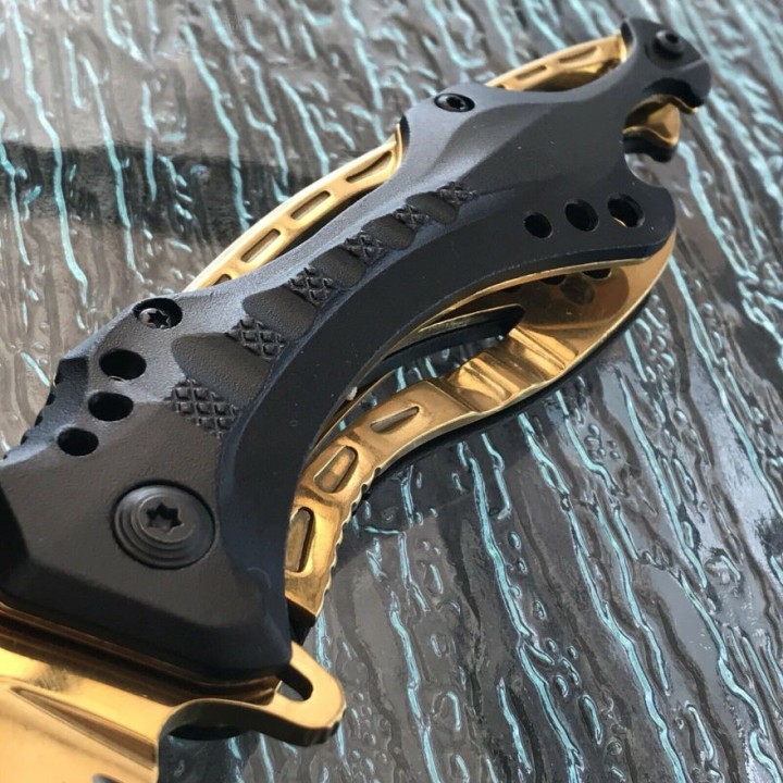 Couteau Mtech Ballistic Gold A/O Lame Acier Inox Serrated Manche ABs Ouvre Bouteilles MTA705BG - Livraison Gratuite