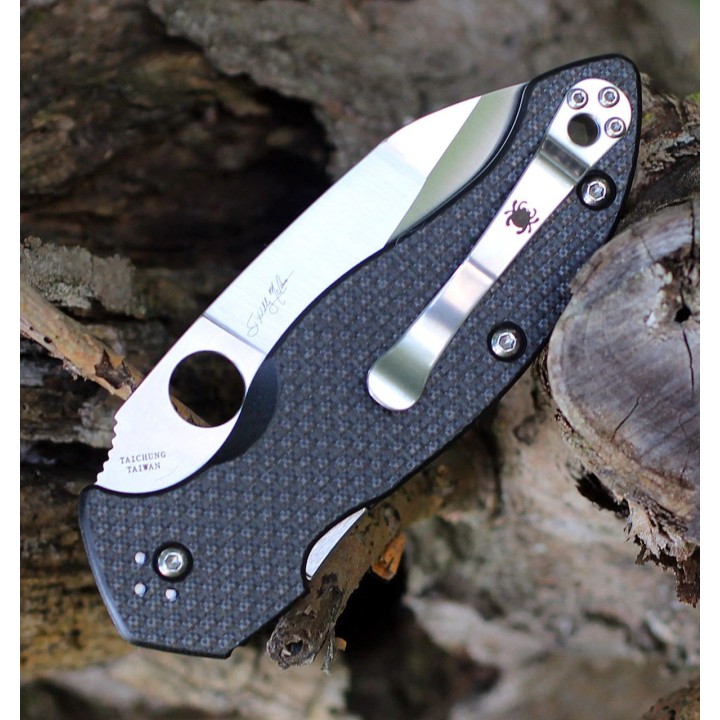 Couteau Spyderco Canis Compression Lock Lame Acier S30V Manche Fibre Carbone/G10 Clip SC248CFP - Livraison Gratuite