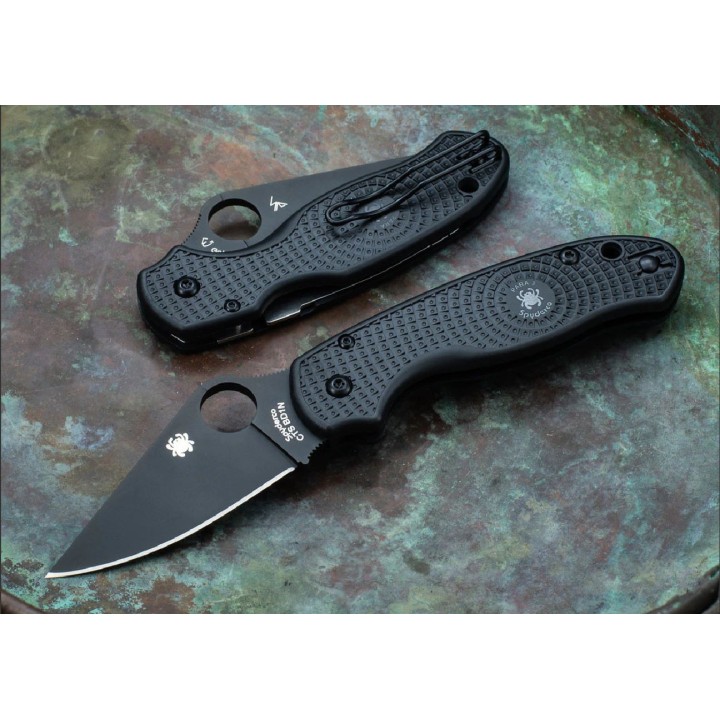 Couteau Spyderco Para 3 Compression Lock Manche FRN Lame Black CTS-BD1N Clip Made USA SC223PBBK - Livraison Gratuite