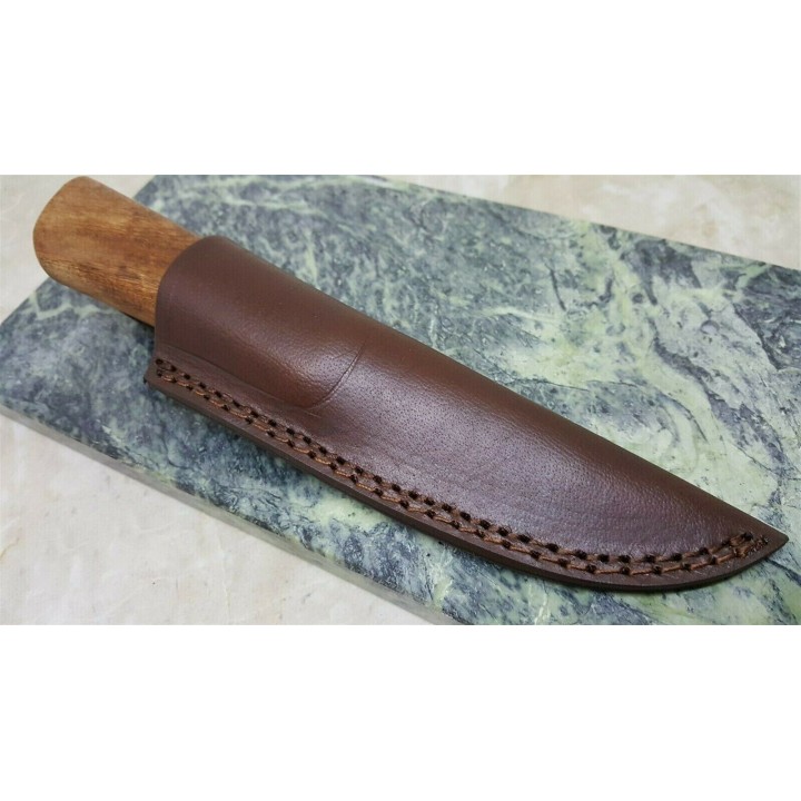 Couteau Skinner Lame Acier Carbone 1075 Manche Bois Etui Cuir PA4425 - Livraison Gratuite