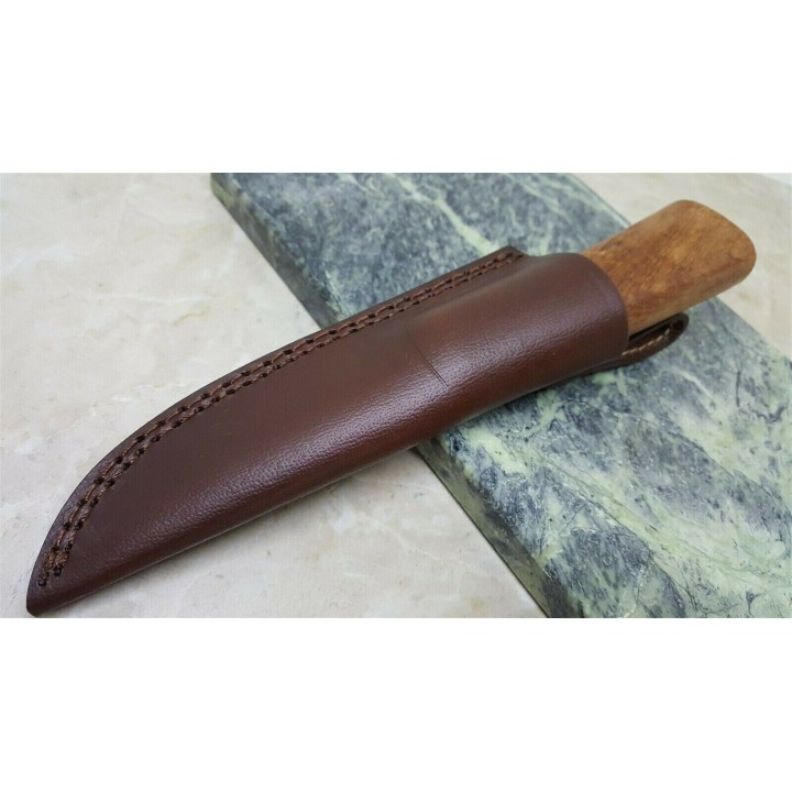 Couteau Skinner Lame Acier Carbone 1075 Manche Bois Etui Cuir PA4425 - Livraison Gratuite