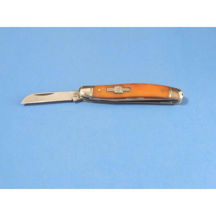 RR005 Couteau Rough Rider Stockman Orange Bone 3 Lames Acier 440 - Livraison Gratuite