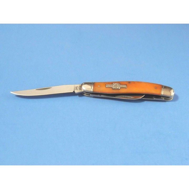 RR005 Couteau Rough Rider Stockman Orange Bone 3 Lames Acier 440 - Livraison Gratuite