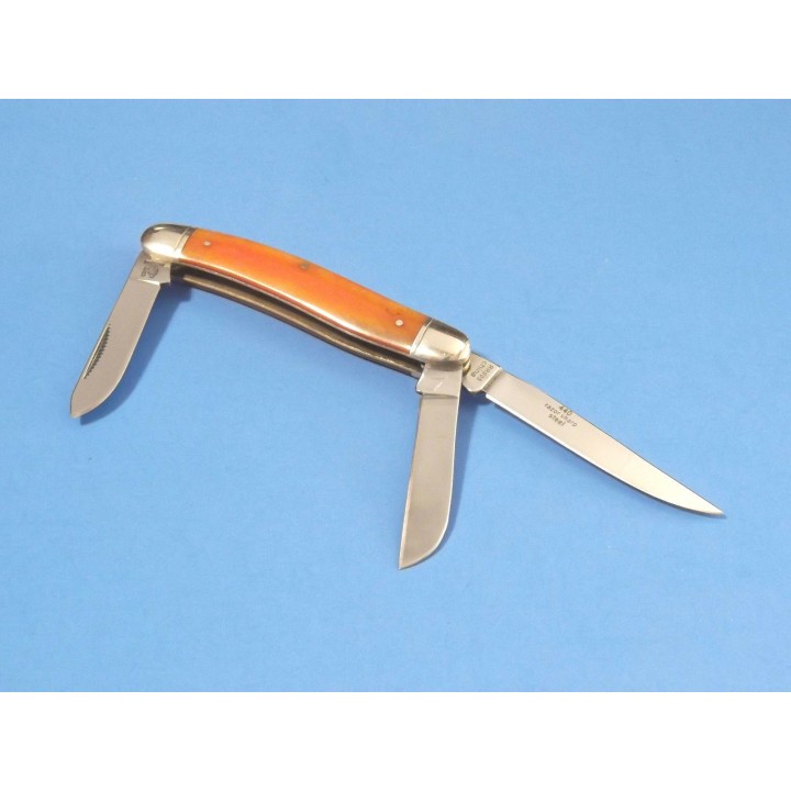 RR005 Couteau Rough Rider Stockman Orange Bone 3 Lames Acier 440 - Livraison Gratuite