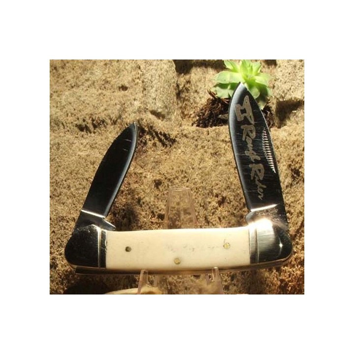 RR045 Couteau Rough Rider Canoe White Bone 2 Lames Acier 440 Manche Os - Livraison Gratuite