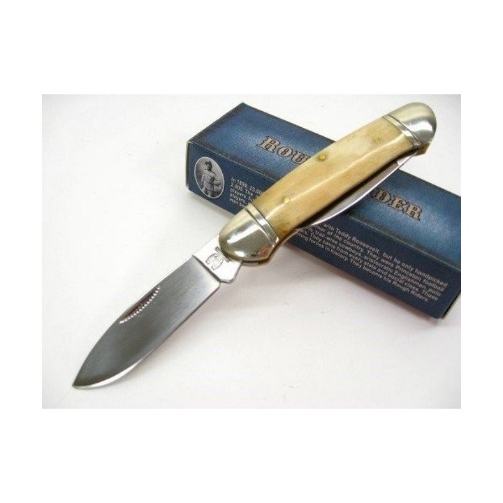 RR045 Couteau Rough Rider Canoe White Bone 2 Lames Acier 440 Manche Os - Livraison Gratuite