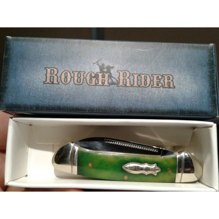 RR057 Couteau Rough Rider Mini Canoe White Bone 2 Lames Acier 440 Manche Os - Livraison Gratuite