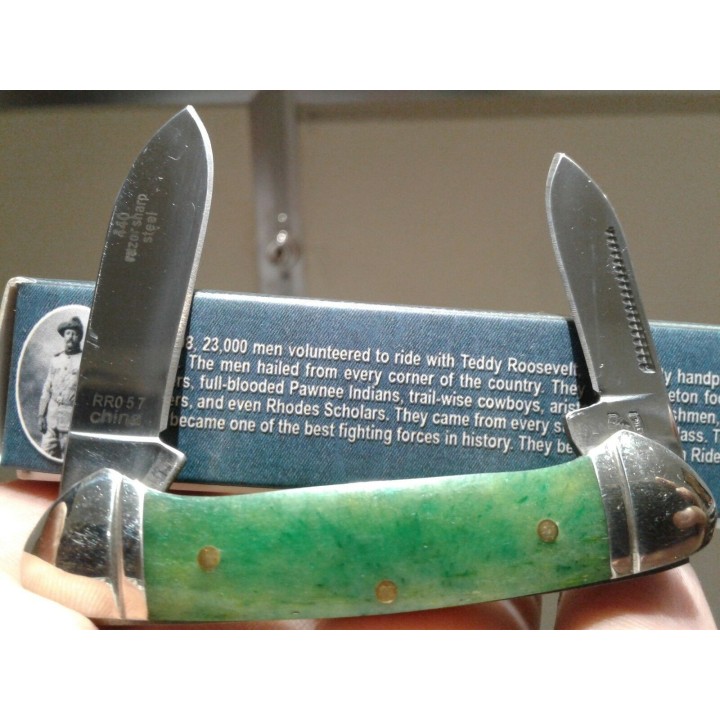 RR057 Couteau Rough Rider Mini Canoe White Bone 2 Lames Acier 440 Manche Os - Livraison Gratuite