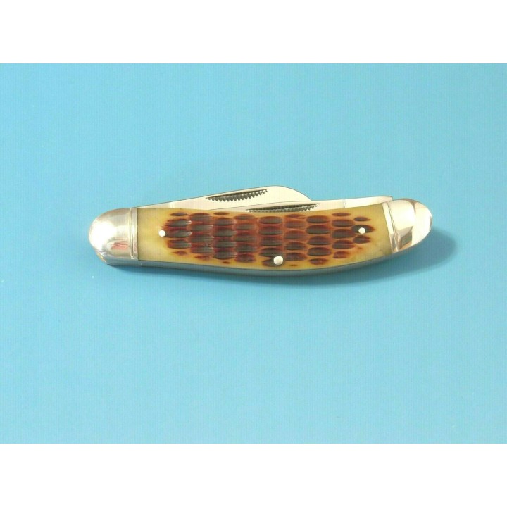 Couteau Canif Rough Rider Sowbelly Stockman Amber Bone 3 Lames Acier 440 Manche Os RR080 - Livraison Gratuite