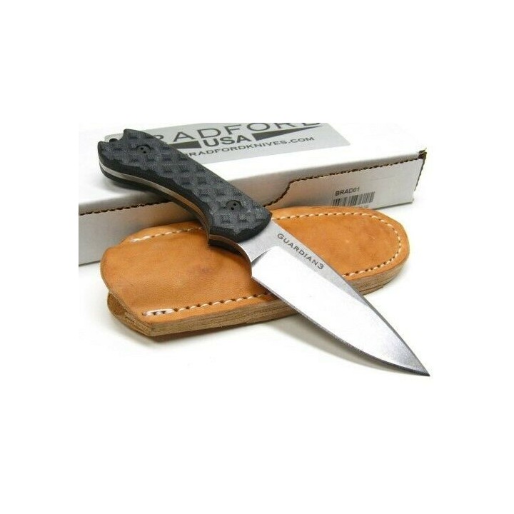 BRAD01 Couteau Bradford Knives Guardian 3 Lame Acier N690 Manche G-10 handles Etui Cuir Made USA - Livraison Gratuite