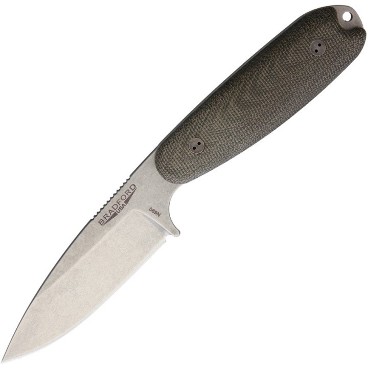 BRAD35S102 Couteau Bradford Knives Guardian 3.5 Lame Acier N690 Manche Green Etui Cuir Made USA - Livraison Gratuite