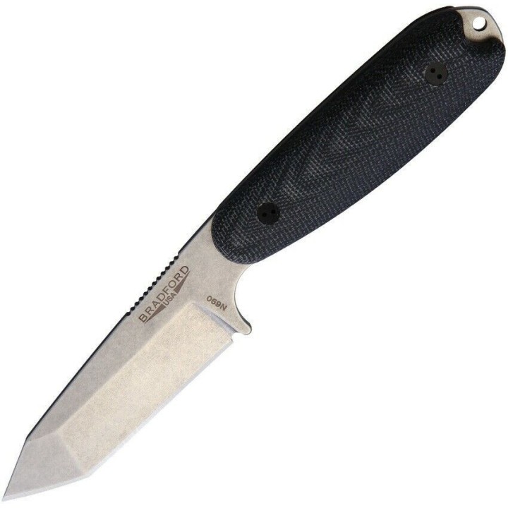 BRAD35T101 Couteau Bradford Knives Guardian 3.5 Tanto Acier N690 Manche Micarta Etui Cuir Made USA - Livraison Gratuite