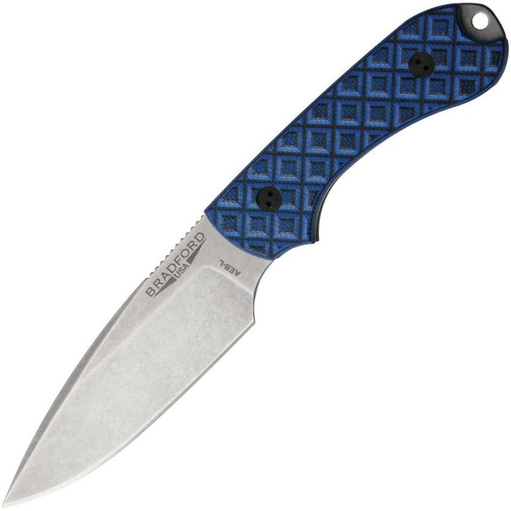 BRAD3FE013A Couteau Bradford Knives Guardian 3 Black/Blue Acier AEB-L Manche Micarta Etui Cuir USA - Livraison Gratuite