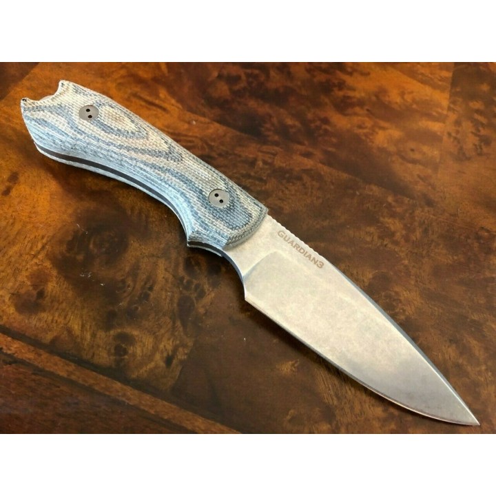 BRAD3FE109A Couteau Bradford Knives Guardian 3 Camo Acier AEB-L Manche Micarta Etui Cuir USA - Livraison Gratuite
