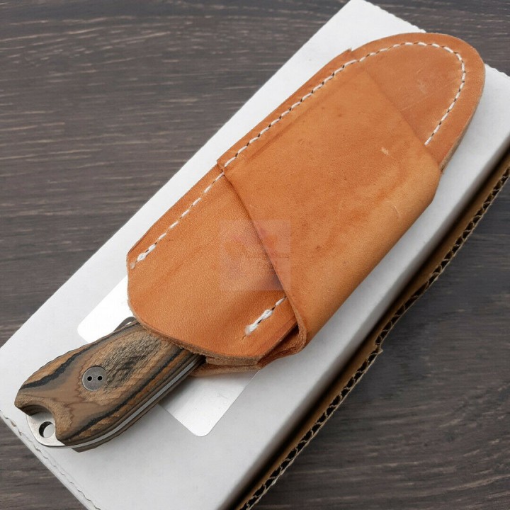 BRAD3FE115 Couteau Bradford Knives Guardian 3 G-Wood Manche Bois Acier N690 Etui CUir Made USA - Livraison Gratuite
