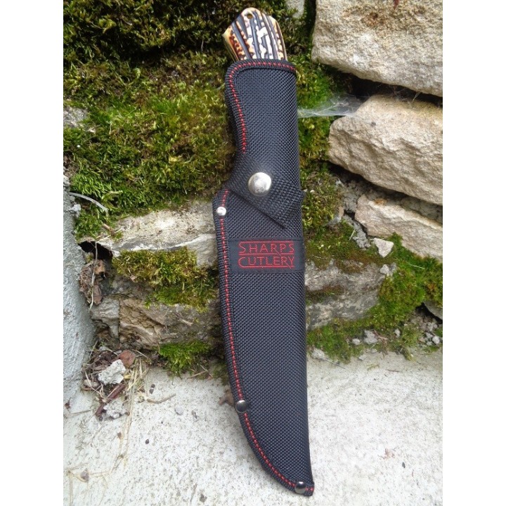 Couteau Poignard de Chasse Frost Cutlery Sharps Lame Acier 420 Manche Cerfé ABS Etui Nylon FSHP137SBR - Livraison Gratuite