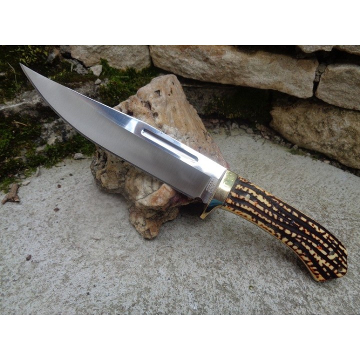Couteau Poignard de Chasse Frost Cutlery Sharps Lame Acier 420 Manche Cerfé ABS Etui Nylon FSHP137SBR - Livraison Gratuite