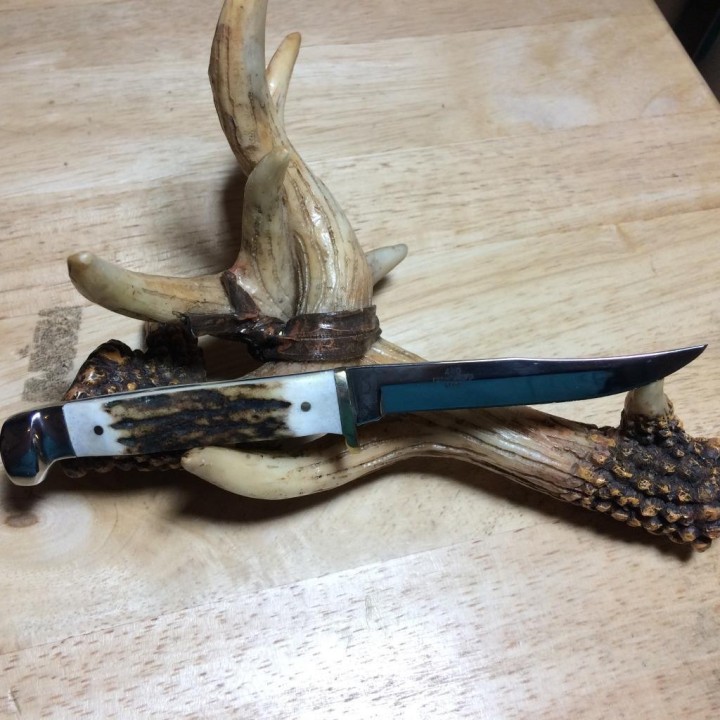 RR090 Couteau Skinner Rough Rider Lame Acier 440 Manche Bois De Chevreuil Etui Cuir - Livraison Gratuite