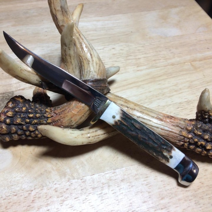 RR090 Couteau Skinner Rough Rider Lame Acier 440 Manche Bois De Chevreuil Etui Cuir - Livraison Gratuite