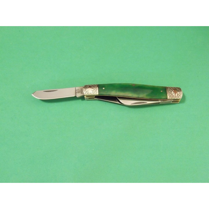 RR1057 Couteau Rough Rider Stockman Stroke of Luck Bone Manche Os Lames Acier 440 - Livraison Gratuite