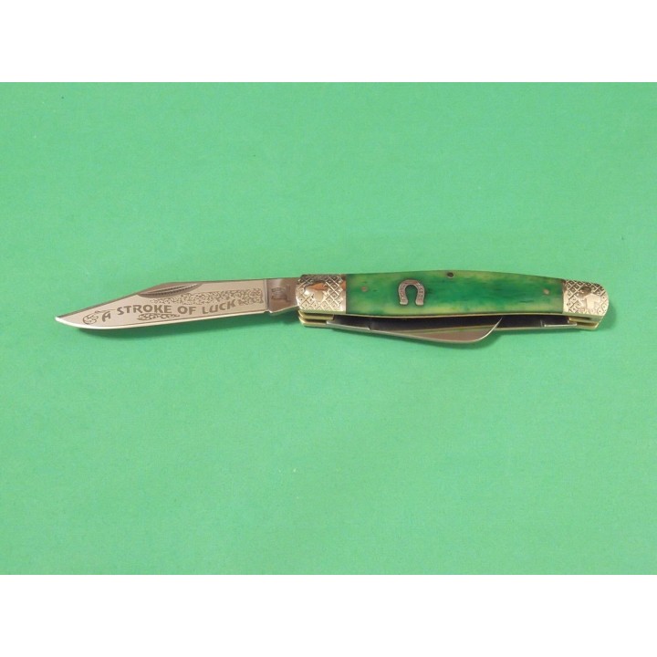 RR1057 Couteau Rough Rider Stockman Stroke of Luck Bone Manche Os Lames Acier 440 - Livraison Gratuite