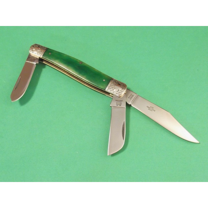 RR1057 Couteau Rough Rider Stockman Stroke of Luck Bone Manche Os Lames Acier 440 - Livraison Gratuite