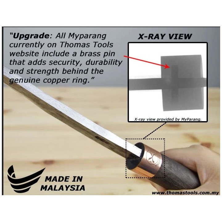 Machette My Parang Golok 115 Machete Carbone 5160 Manche Bois Etui Nylon Made In Malaysia MYPGLK115 - Livraison Gratuite