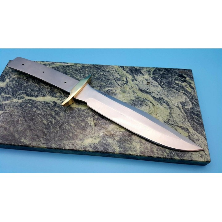 Lot de 2 Lames A Customiser Tactical Bowie Lame Acier Inox Garde en Laiton BL128 - Livraison Gratuite