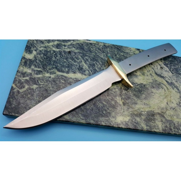 Lot de 2 Lames A Customiser Tactical Bowie Lame Acier Inox Garde en Laiton BL128 - Livraison Gratuite