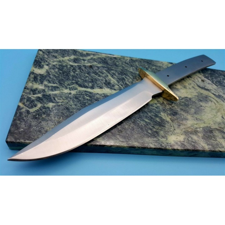 Lot de 2 Lames A Customiser Tactical Bowie Lame Acier Inox Garde en Laiton BL128 - Livraison Gratuite
