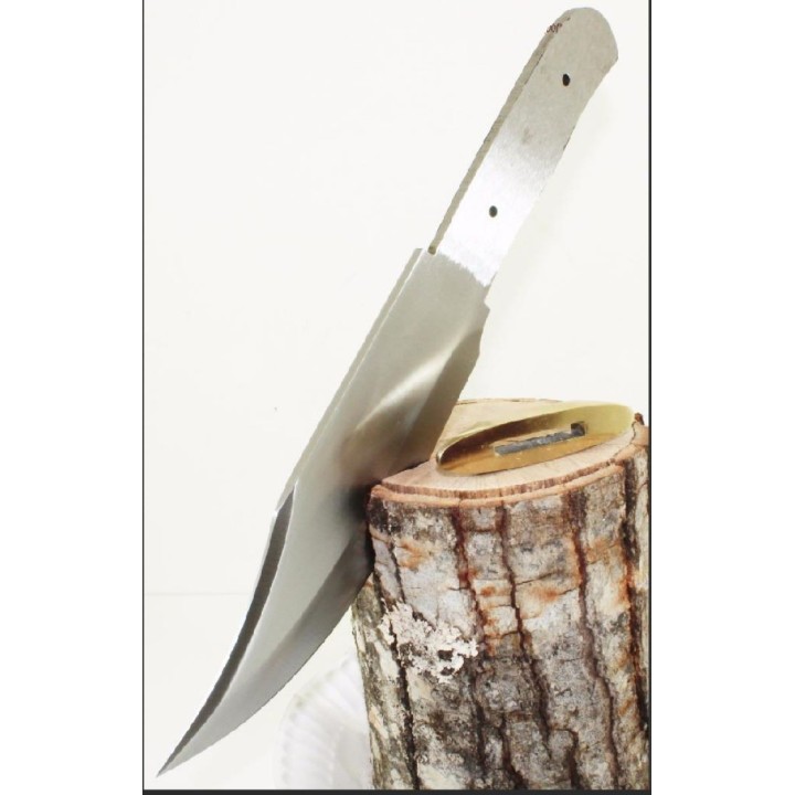 BL613 Lot de 2 Lames Bowie A customiser Le Manche Lame Acier Carbone Garde Laiton - Livraison Gratuite