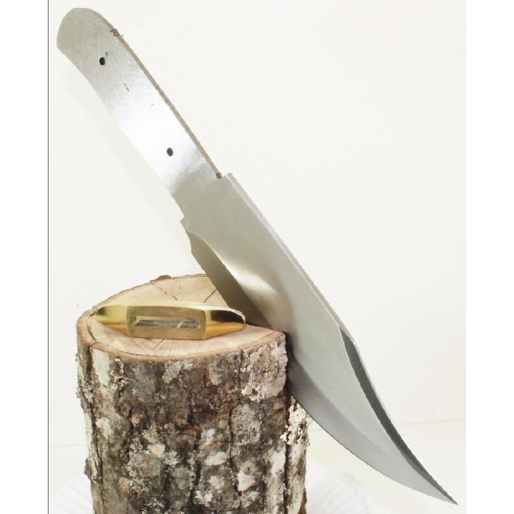 BL613 Lot de 2 Lames Bowie A customiser Le Manche Lame Acier Carbone Garde Laiton - Livraison Gratuite