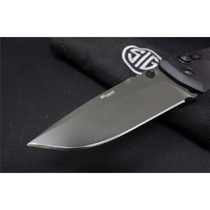 SIG36172 Couteau SIG SAUER EX-01 Button Lock Gray Lame Acier CPM-154 Manche G10 USA - Livraison Gratuite 