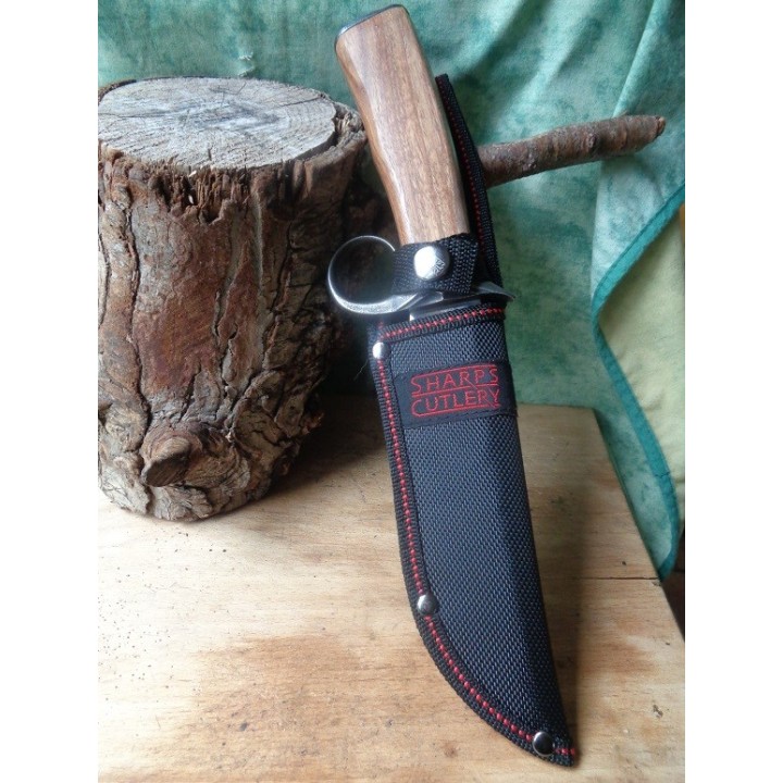 Bowie Couteau Sharps Cutlery Lame Acier 3Cr13 Manche Bois Avec Anneau Etui Nylon Frost Cutlery FSHP142WW - Livraison Gratuite