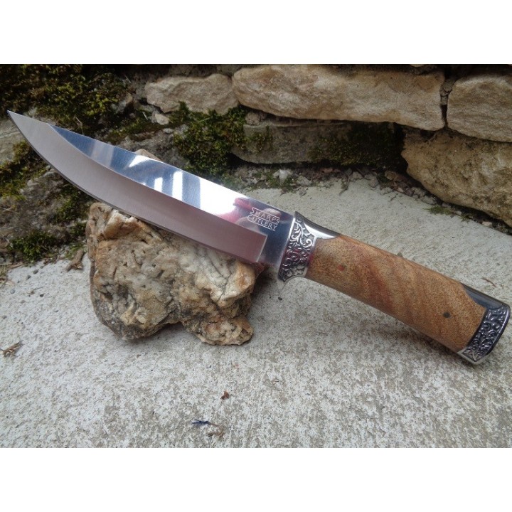 Bowie Couteau De Chasse Foret Noire Frost Cutlery Lame Acier 3Cr13 Manche Bois Etui Nylon FSHP144PW - Livraison Gratuite