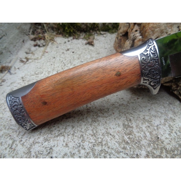 Bowie Couteau De Chasse Foret Noire Frost Cutlery Lame Acier 3Cr13 Manche Bois Etui Nylon FSHP144PW - Livraison Gratuite