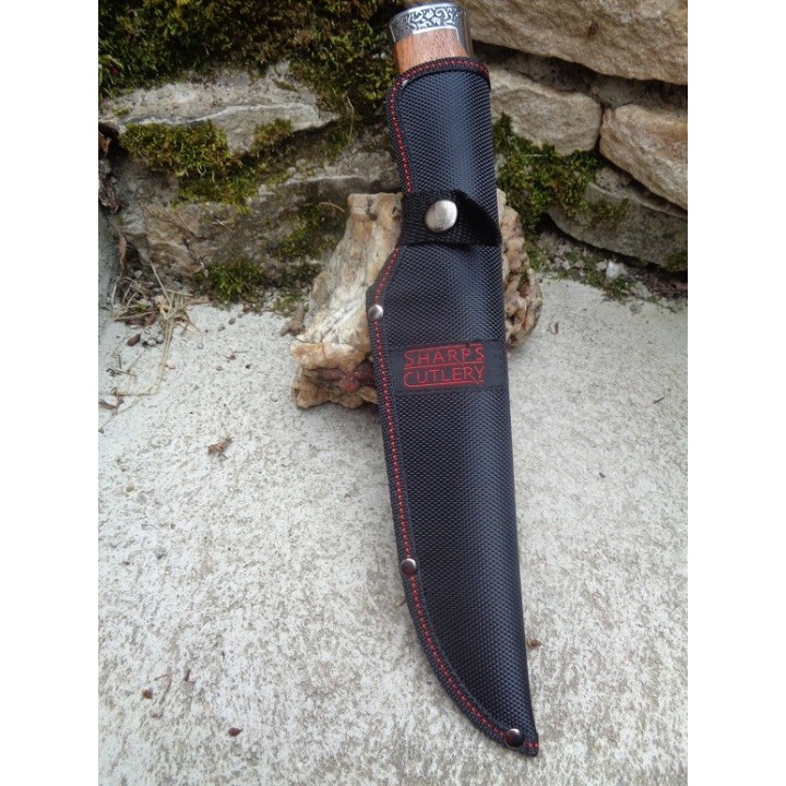 Bowie Couteau De Chasse Foret Noire Frost Cutlery Lame Acier 3Cr13 Manche Bois Etui Nylon FSHP144PW - Livraison Gratuite