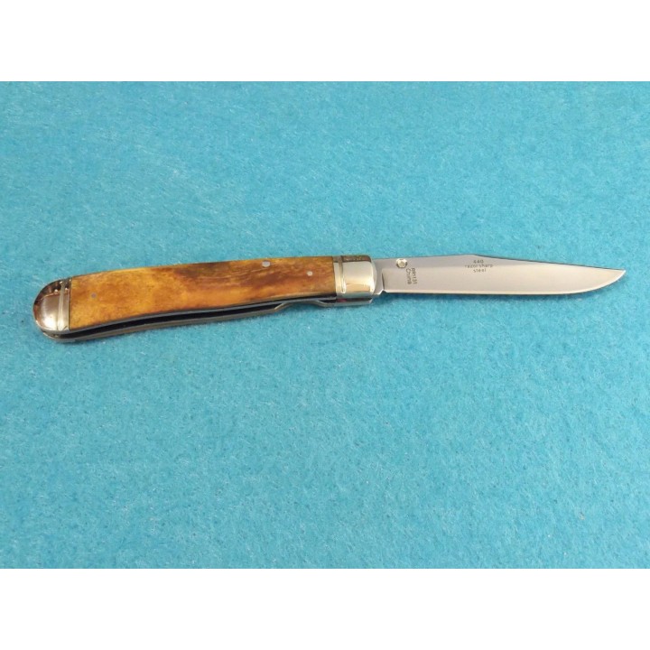 Couteau Rough Rider Trapperlock Lame Acier 440 Manche Os Tobacco RR1131 - Livraison Gratuite