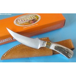 Couteau de Chasse Skinner MARBLES Manche Bois de Cerf Acier 440 MR800 - Livraison Gratuite