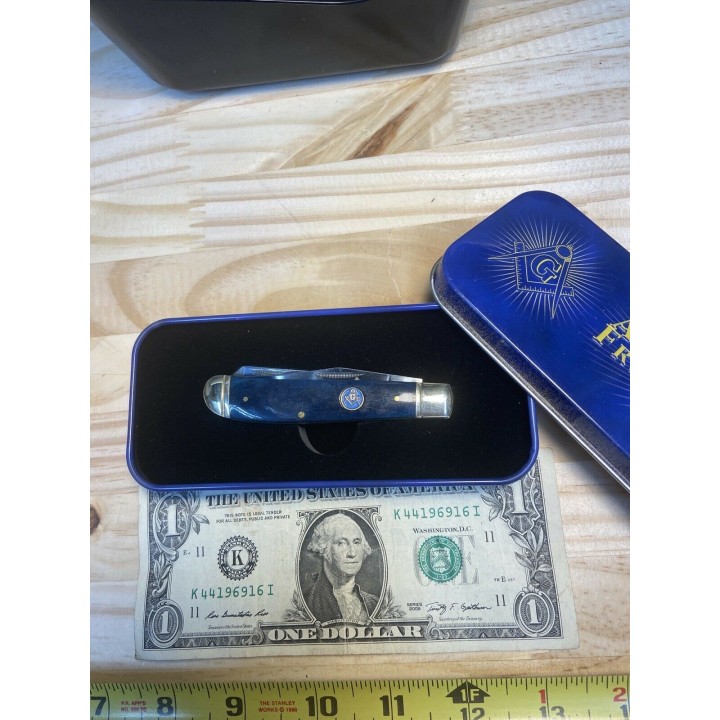 RR1225 Couteau Rough Rider Masonic Mini Trapper Series 2 Lames Acier 440 Manche Os - Livraison Gratuite