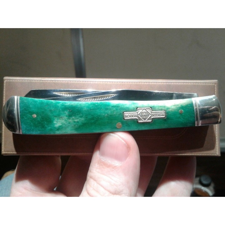 RR1253 Couteau Rough Rider Masonic Trapper Series 2 Lames Acier 440 Manche Os - Livraison Gratuite