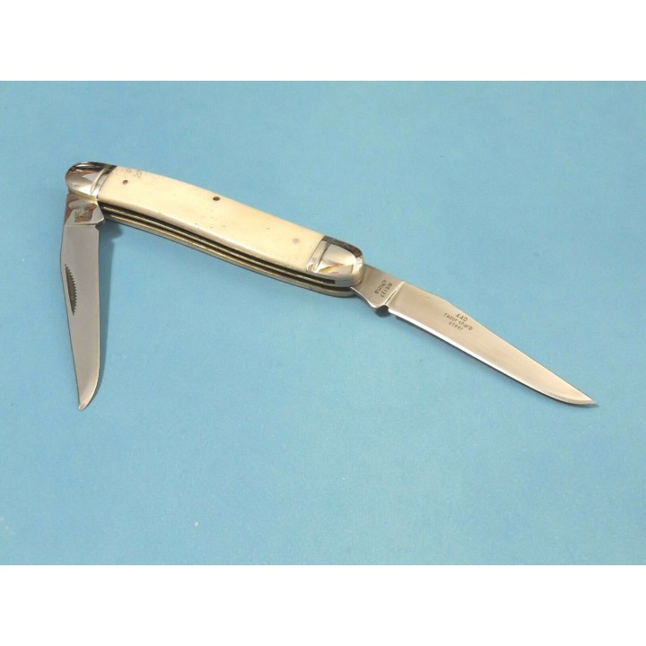 RR127 Couteau Rough Rider Muskrat White Bone 2 Lames Acier 440 Manche Os - Livraison Gratuite
