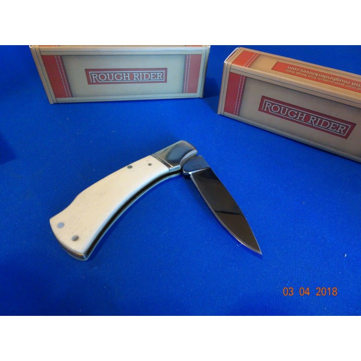 RR135 Couteau Rough Rider White Bone Lame Acier 440 Manche Os - Livraison Gratuite