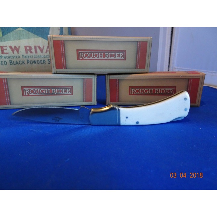 RR135 Couteau Rough Rider White Bone Lame Acier 440 Manche Os - Livraison Gratuite